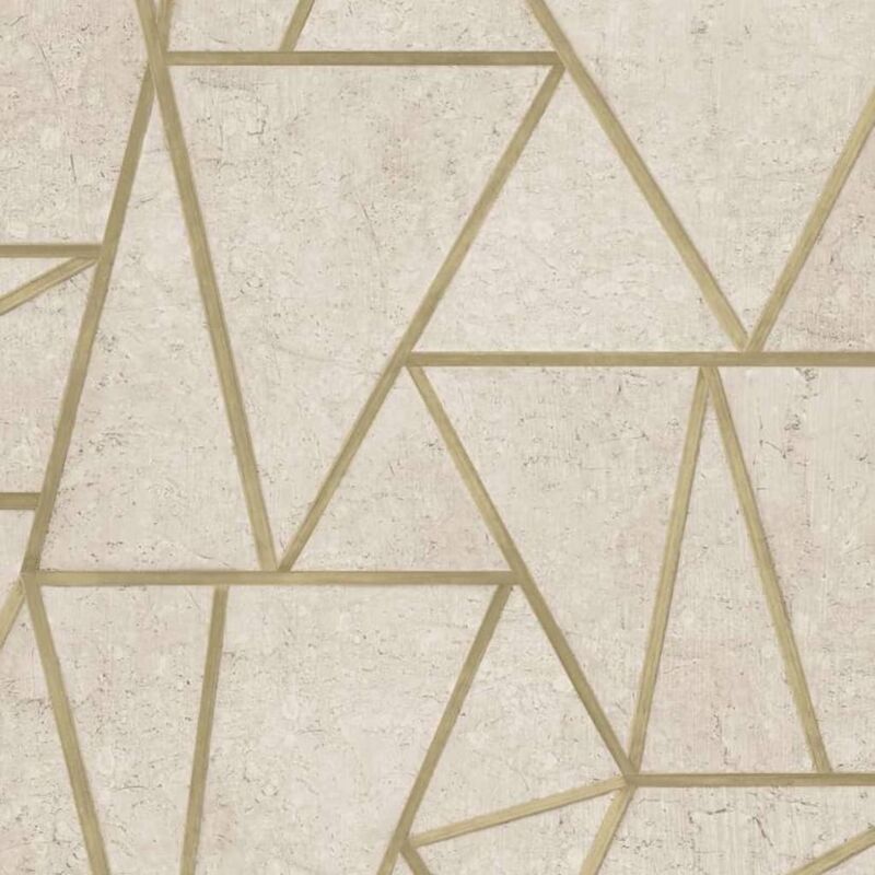 

Papel pintado triángulos beige y dorado - Beige - Dutch Wallcoverings