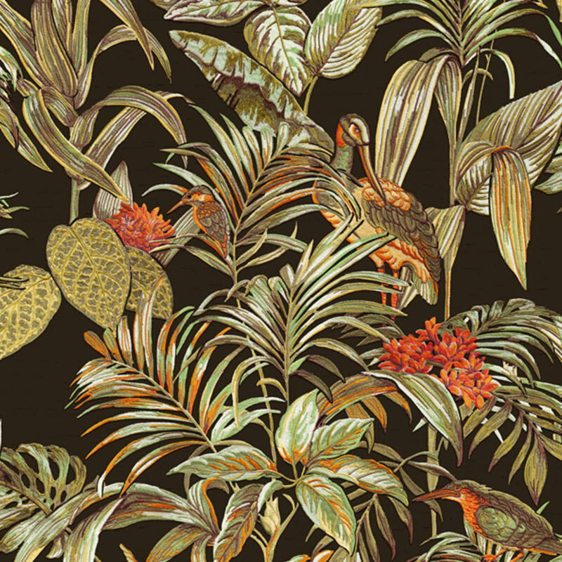Papier peint Bird-of-Paradise Noir Dutch Wallcoverings