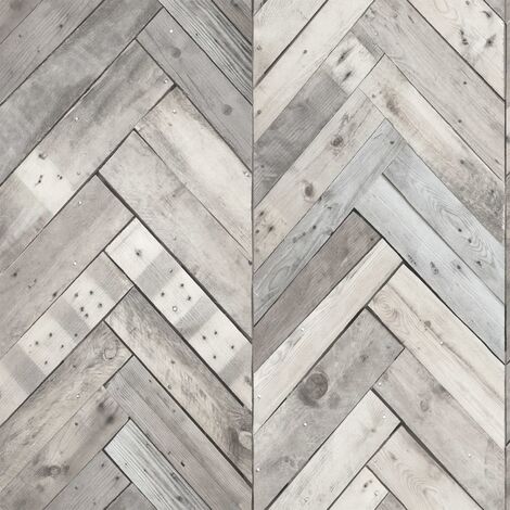 DUTCH WALLCOVERINGS Papier peint Bois / Chevrons Gris 7361-1