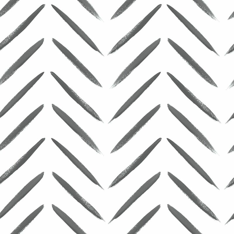 Painted Brush Mark Effect Chevron Stripes Black White Wallpaper - Holden Decor