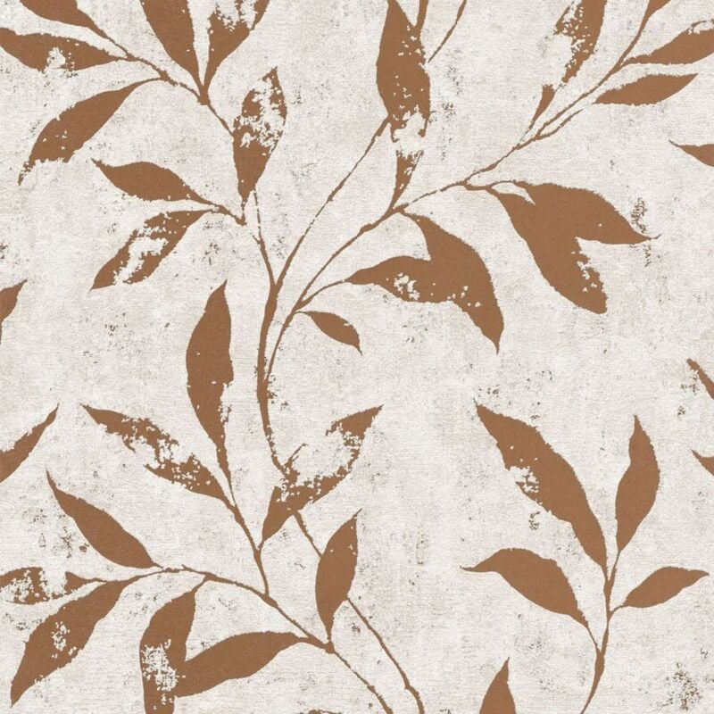 Wallpaper Leafs Beige and Brown Dutch Wallcoverings