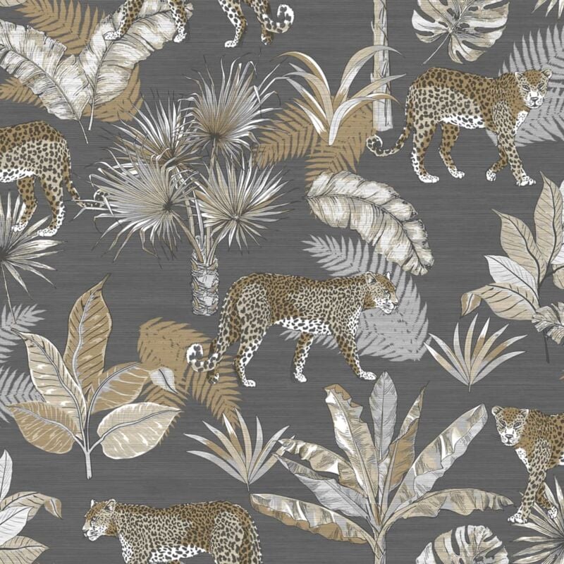 Dutch Wallcoverings - Wallpaper Leopard Grey and Beige Grey