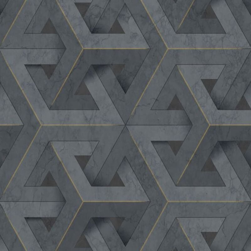 Wallpaper Onyx Anthracite and Gold Dutch Wallcoverings