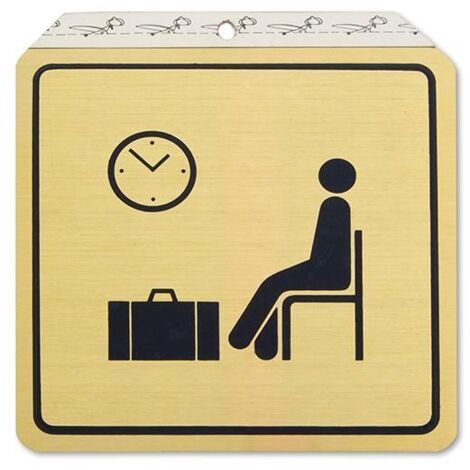 DUVER placa aluminio oro 120x120mm sala espera , 0UNIDADES
