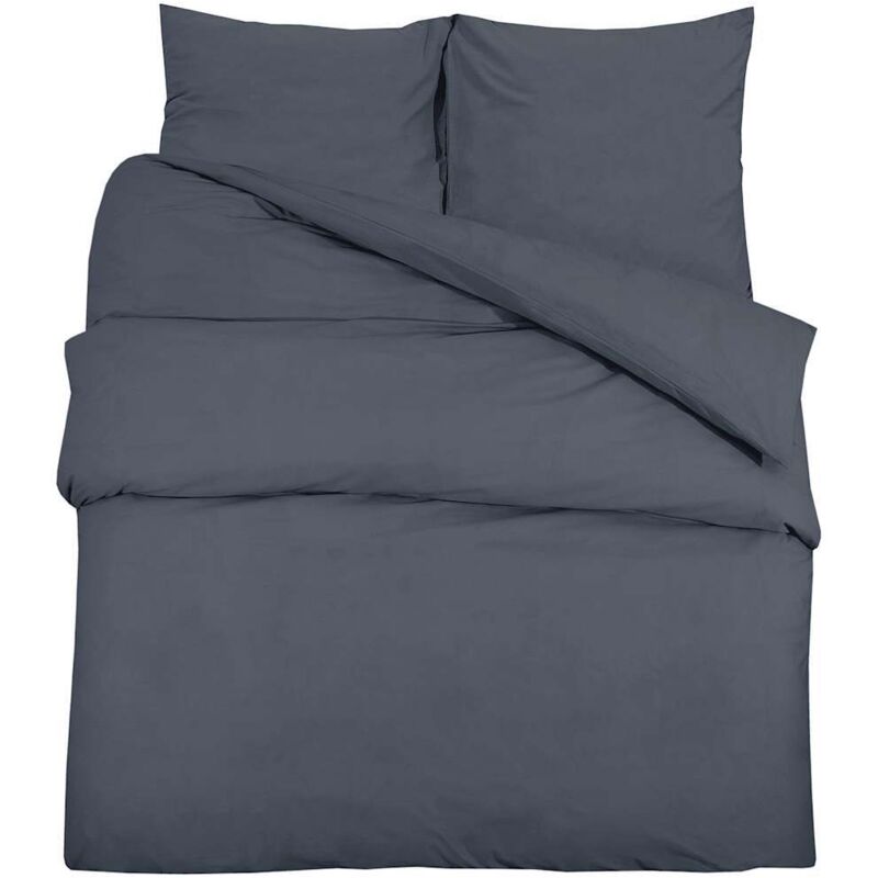 Duvet Cover Set Anthracite 155x220 Cm Light-weight Microfiber Vidaxl