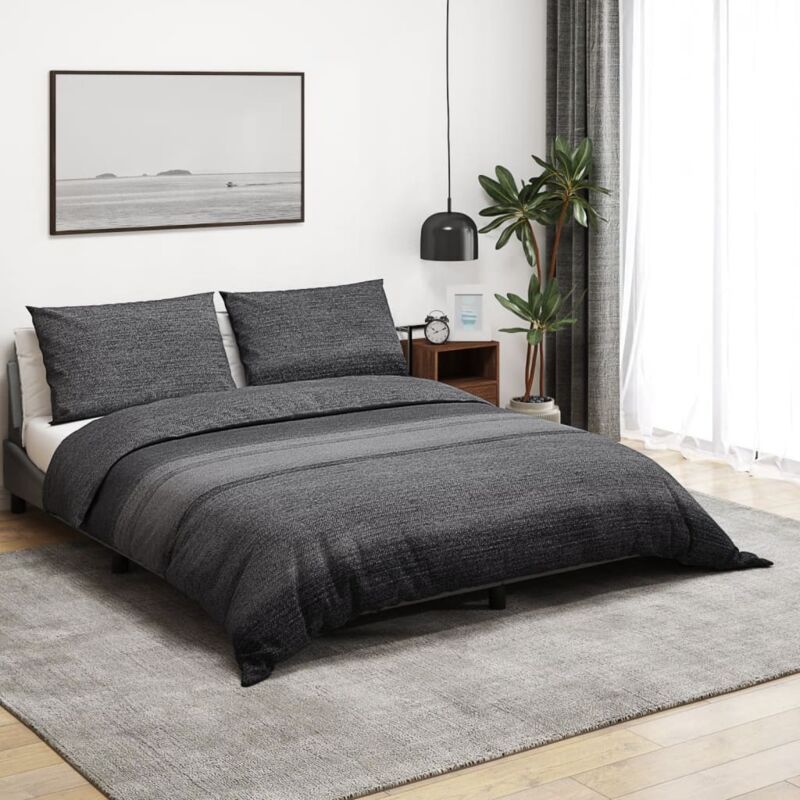 Duvet Cover Set Dark Grey 200x200 Cm Cotton Vidaxl