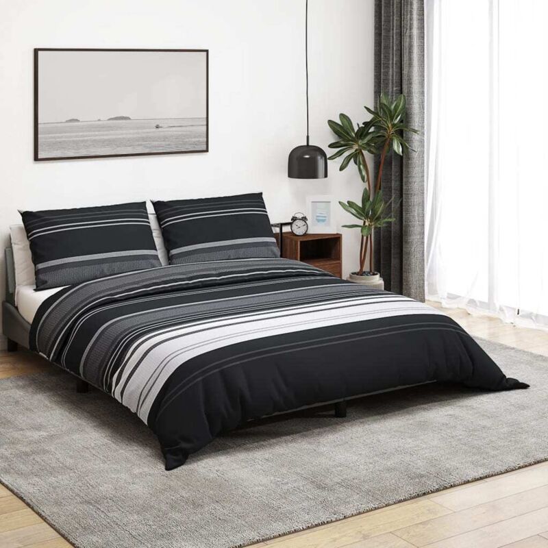 Duvet Cover Set Black And White 200x200 Cm Cotton Vidaxl