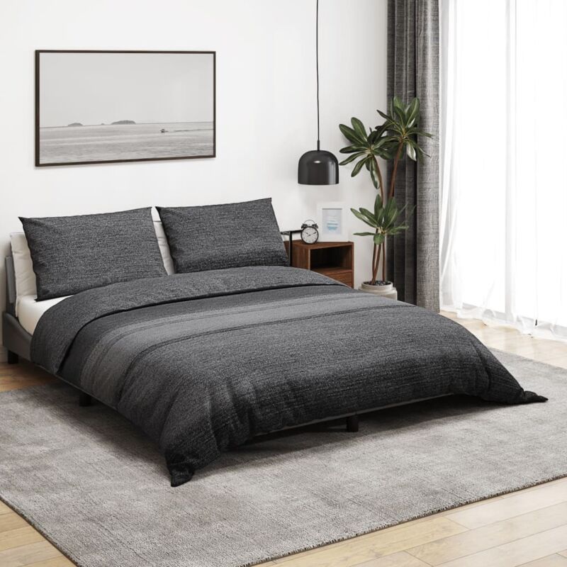 Duvet Cover Set Dark Grey 200x220 Cm Cotton Vidaxl