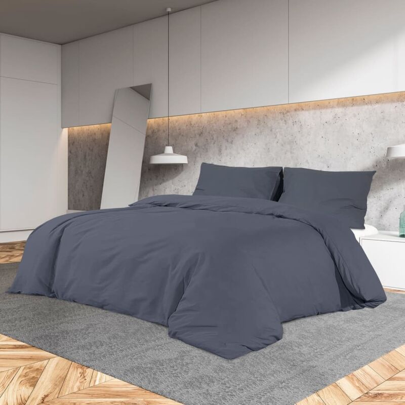 Duvet Cover Set Anthracite 135x200 Cm Cotton Vidaxl