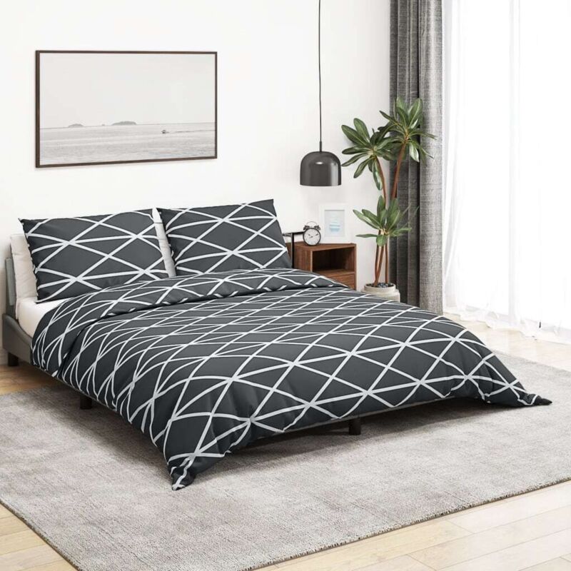 Duvet Cover Set Grey 200x200 Cm Cotton Vidaxl