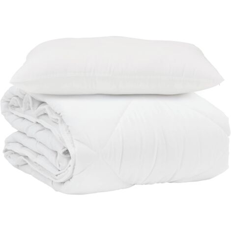Duvet d'été simple avec oreiller 2 pcs Blanc Microfibre