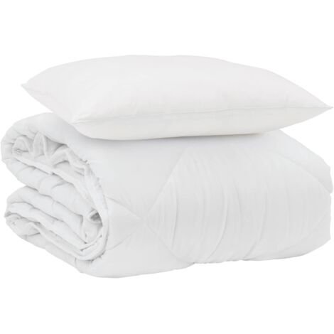 Duvet d'été simple avec oreiller 2 pcs Blanc Microfibre