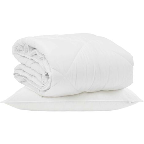 Duvet d'été simple avec oreiller 2 pcs Blanc Microfibre