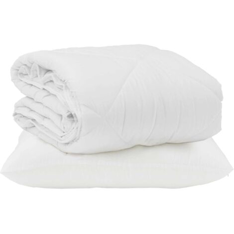 Duvet d'été simple avec oreiller 2 pcs Blanc Microfibre