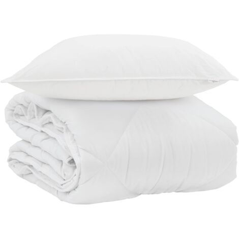 Duvet d'été simple avec oreiller 2 pcs Blanc Microfibre