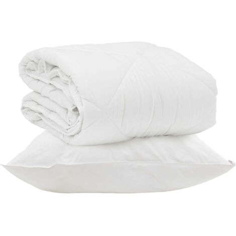 Duvet d'été simple avec oreiller 2 pcs Blanc Microfibre