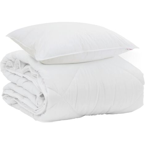 Duvet d'été simple avec oreiller 2 pcs Blanc Microfibre