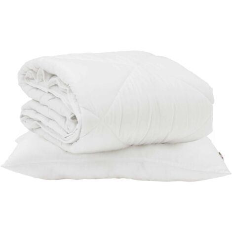 Duvet d'été simple avec oreiller 2 pcs Blanc Microfibre