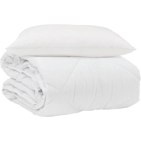 Duvet d'été simple avec oreiller 2 pcs Blanc Microfibre