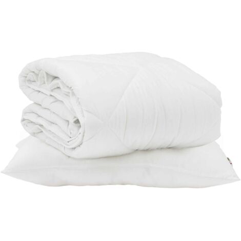 Duvet d'été simple avec oreiller 2 pcs Blanc Microfibre