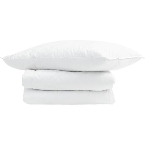 Duvet d'été simple avec oreiller 2 pcs Blanc Plume de canard