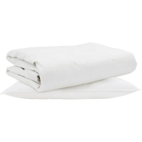 Duvet d'été simple avec oreiller 2 pcs Blanc Plume de canard