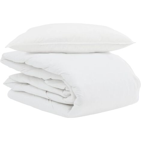 Duvet d'été simple avec oreiller 2 pcs Blanc Plume de canard