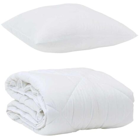 Duvet d'été simple avec oreiller 2 pcs，Couette Blanc Microfibre CFW16548