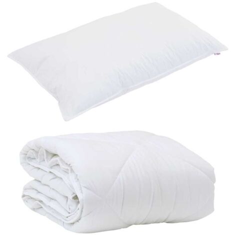 Duvet d'été simple avec oreiller 2 pcs，Couette Blanc Microfibre CFW41744