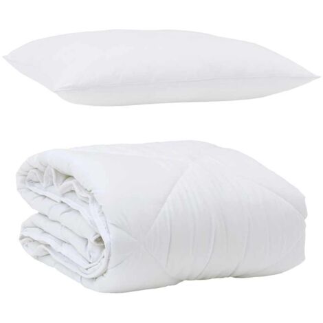 Duvet d'été simple avec oreiller 2 pcs，Couette Blanc Microfibre CFW55836