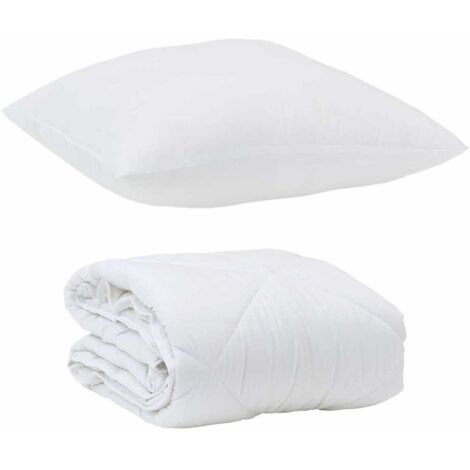 Duvet d'été simple avec oreiller 2 pcs，Couette Blanc Microfibre CFW69585