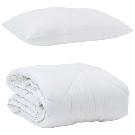 Duvet d'été simple avec oreiller 2 pcs，Couette Blanc Microfibre CFW72367
