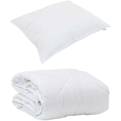 Duvet d'été simple avec oreiller 2 pcs，Couette Blanc Microfibre CFW77502