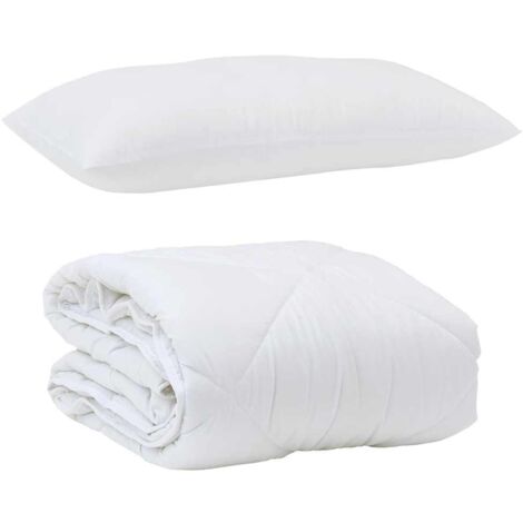 Duvet d'été simple avec oreiller 2 pcs，Couette Blanc Microfibre CFW88260