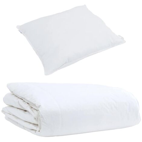 Duvet d'été simple avec oreiller 2 pcs，Couette Blanc Plume de canard CFW45341