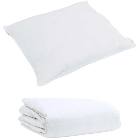 Duvet d'été simple avec oreiller 2 pcs，Couette Blanc Plume de canard CFW47517