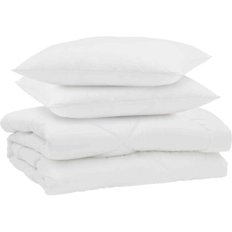 Duvet d'été simple avec oreiller 3 pcs Blanc Microfibre