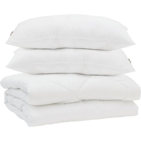 Duvet d'été simple avec oreiller 3 pcs Blanc Microfibre