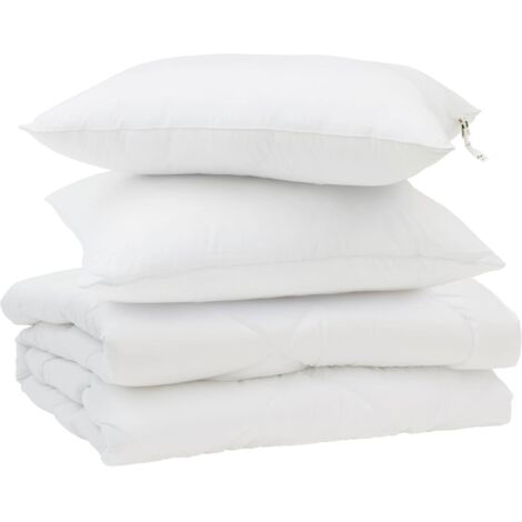 Duvet d'été simple avec oreiller 3 pcs Blanc Microfibre