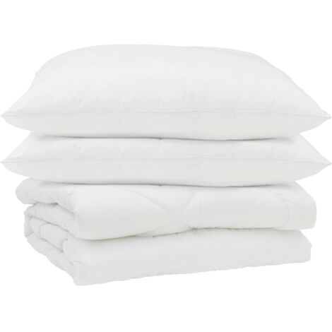 Duvet d'été simple avec oreiller 3 pcs Blanc Microfibre