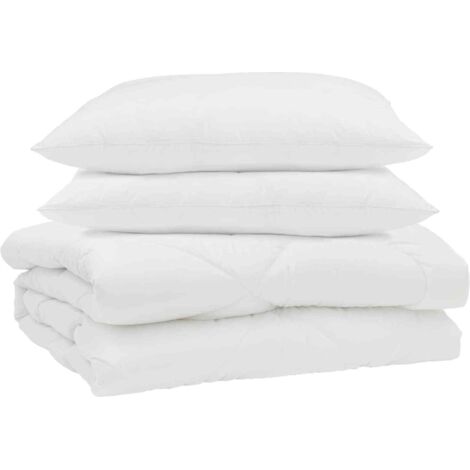 Duvet d'été simple avec oreiller 3 pcs Blanc Microfibre