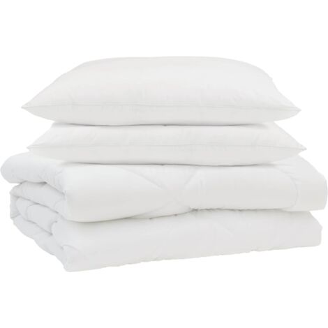 Duvet d'été simple avec oreiller 3 pcs Blanc Microfibre