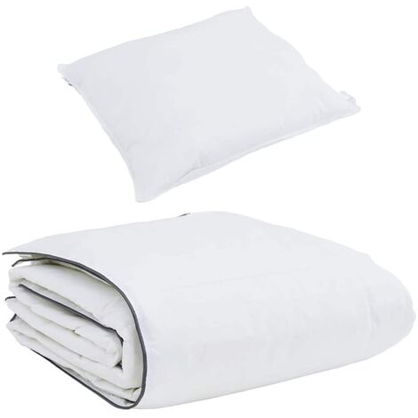 Duvet d'hiver avec oreiller 2 pcs，Couette Blanc Plume de canard CFW35480