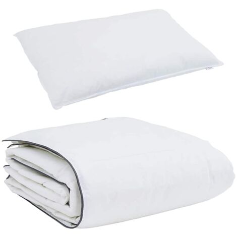 Duvet d'hiver avec oreiller 2 pcs，Couette Blanc Plume de canard CFW77616