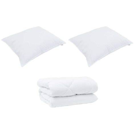 Duvet d'hiver avec oreiller 3 pcs，Couette Blanc Microfibre CFW87855