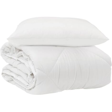 Duvet toutes saisons avec oreiller 2 pcs Blanc Microfibre