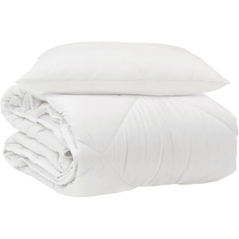 Duvet toutes saisons avec oreiller 2 pcs Blanc Microfibre