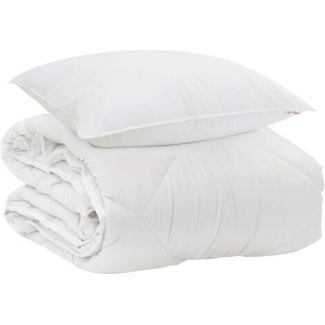 Duvet toutes saisons avec oreiller 2 pcs Blanc Microfibre