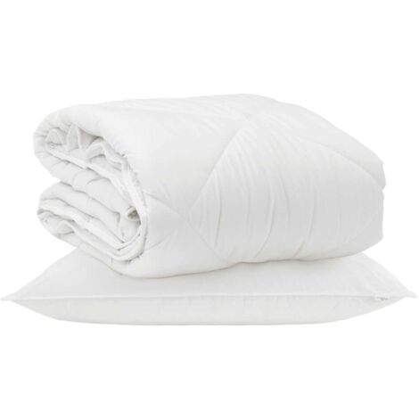 Duvet toutes saisons avec oreiller 2 pcs Blanc Microfibre