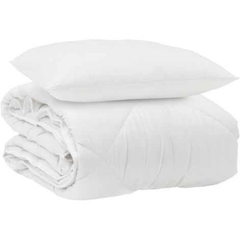 Duvet toutes saisons avec oreiller 2 pcs Blanc Microfibre